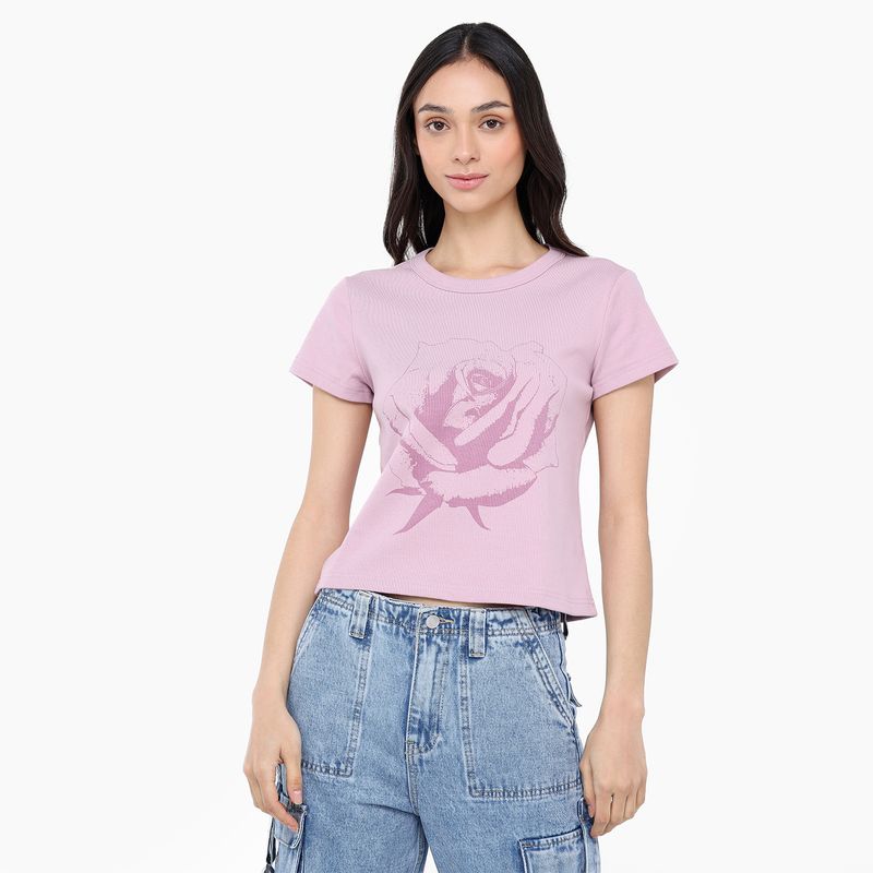 SYBILLA - Camiseta Mujer con Estampado Manga corta de Algodón Sybilla