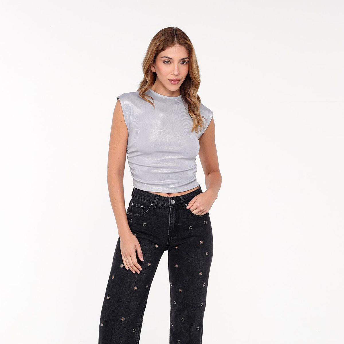 MOSSIMO - Camisa Mujer Brillante Sin mangas Mossimo