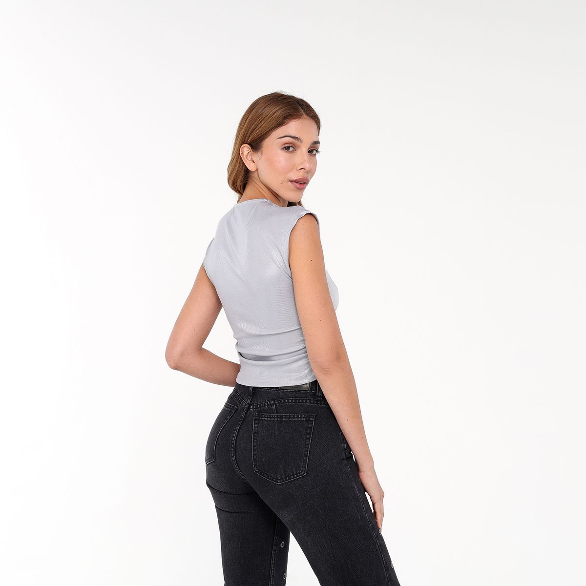 MOSSIMO - Camisa Mujer Brillante Sin mangas Mossimo