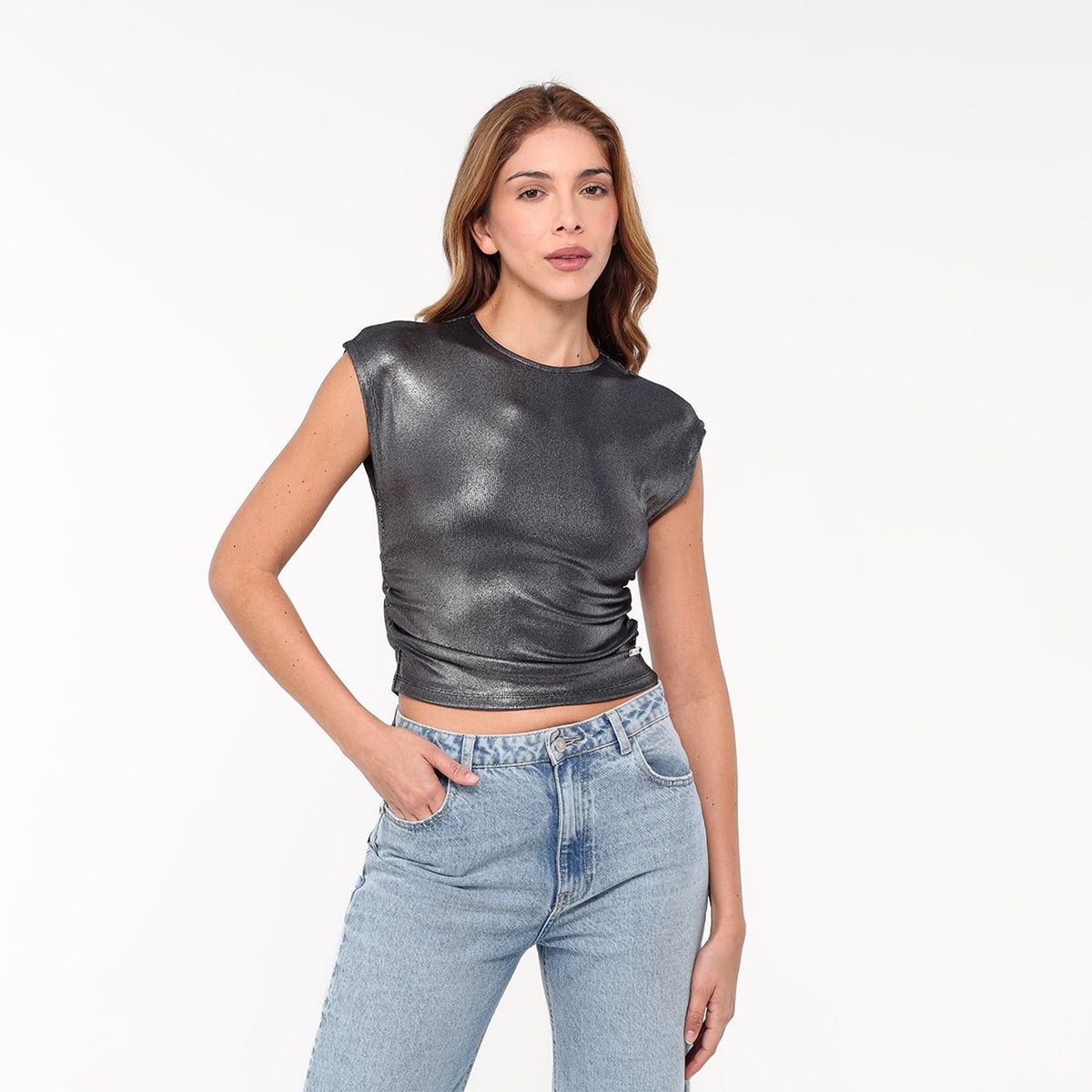 MOSSIMO - Camisa Mujer Brillante Sin mangas Mossimo