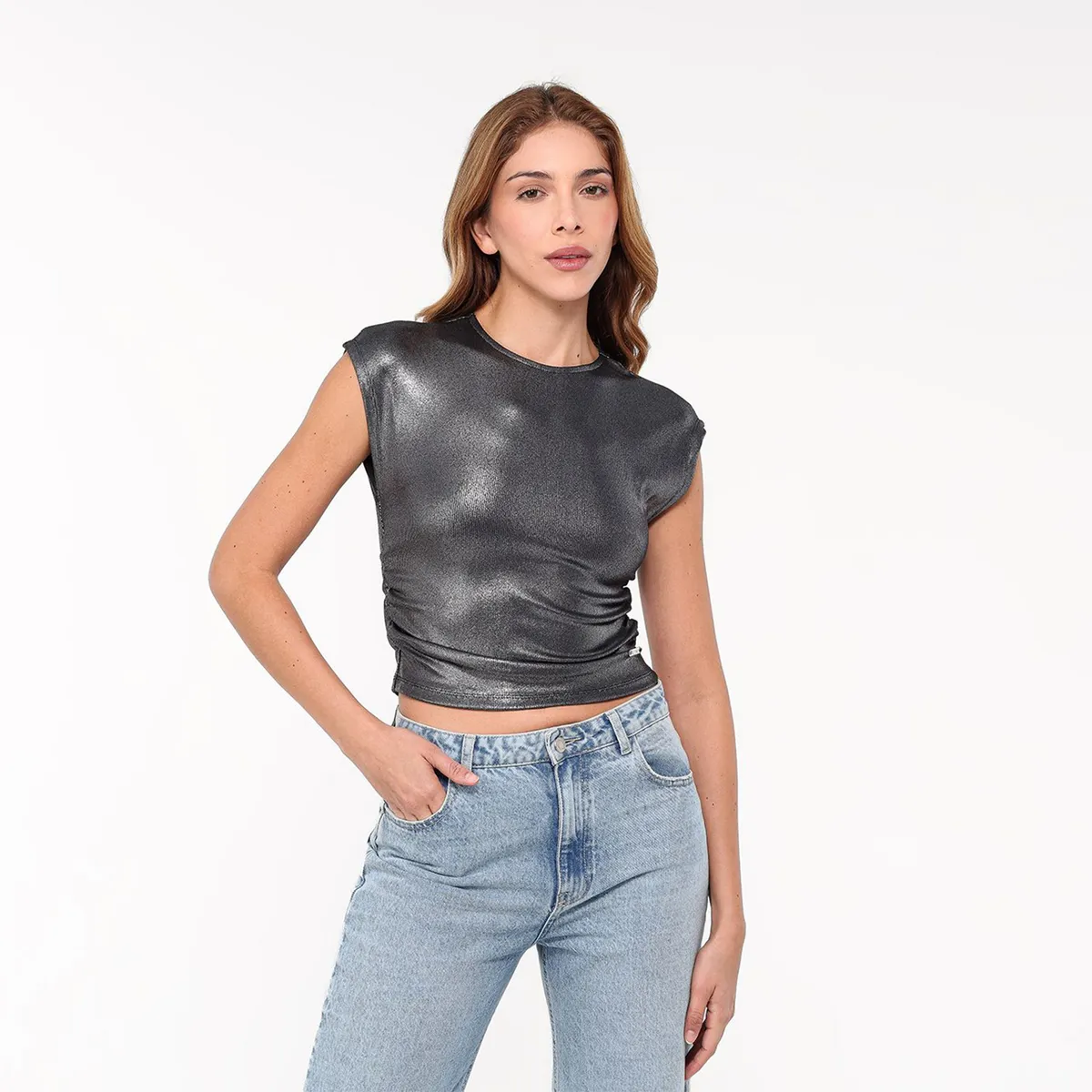 MOSSIMO - Camisa Mujer Brillante Sin mangas Mossimo