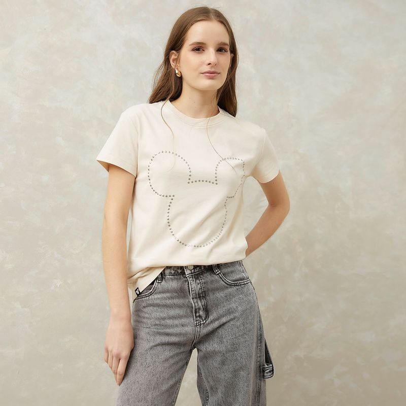 SYBILLA - Camiseta Mujer con Estampado Manga corta de Algodón Sybilla