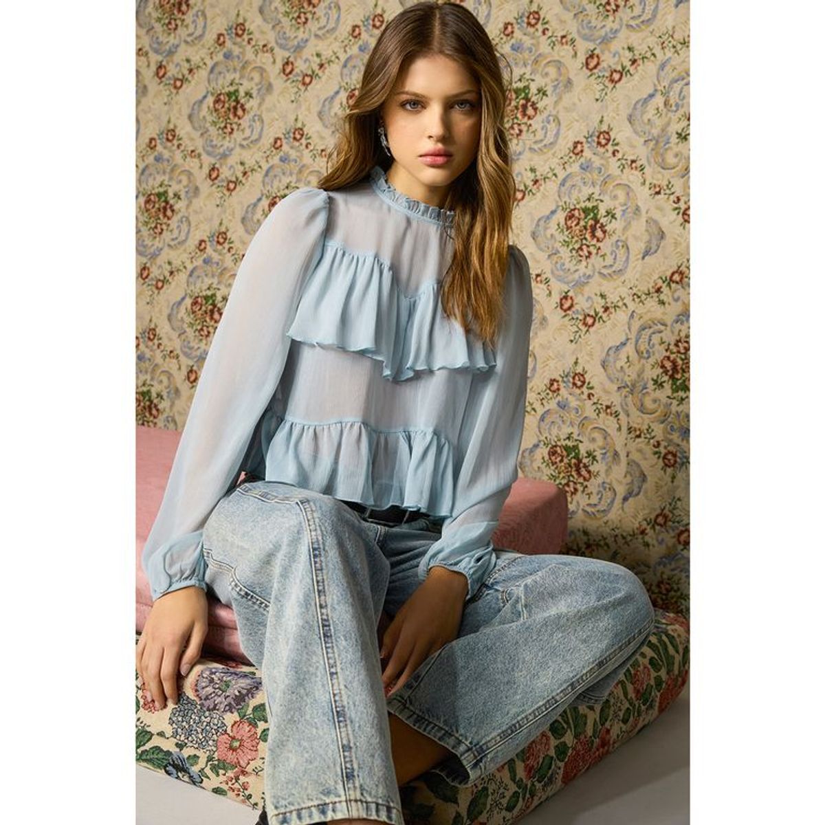 SYBILLA - Blusa Mujer Manga larga de Algodón Sybilla