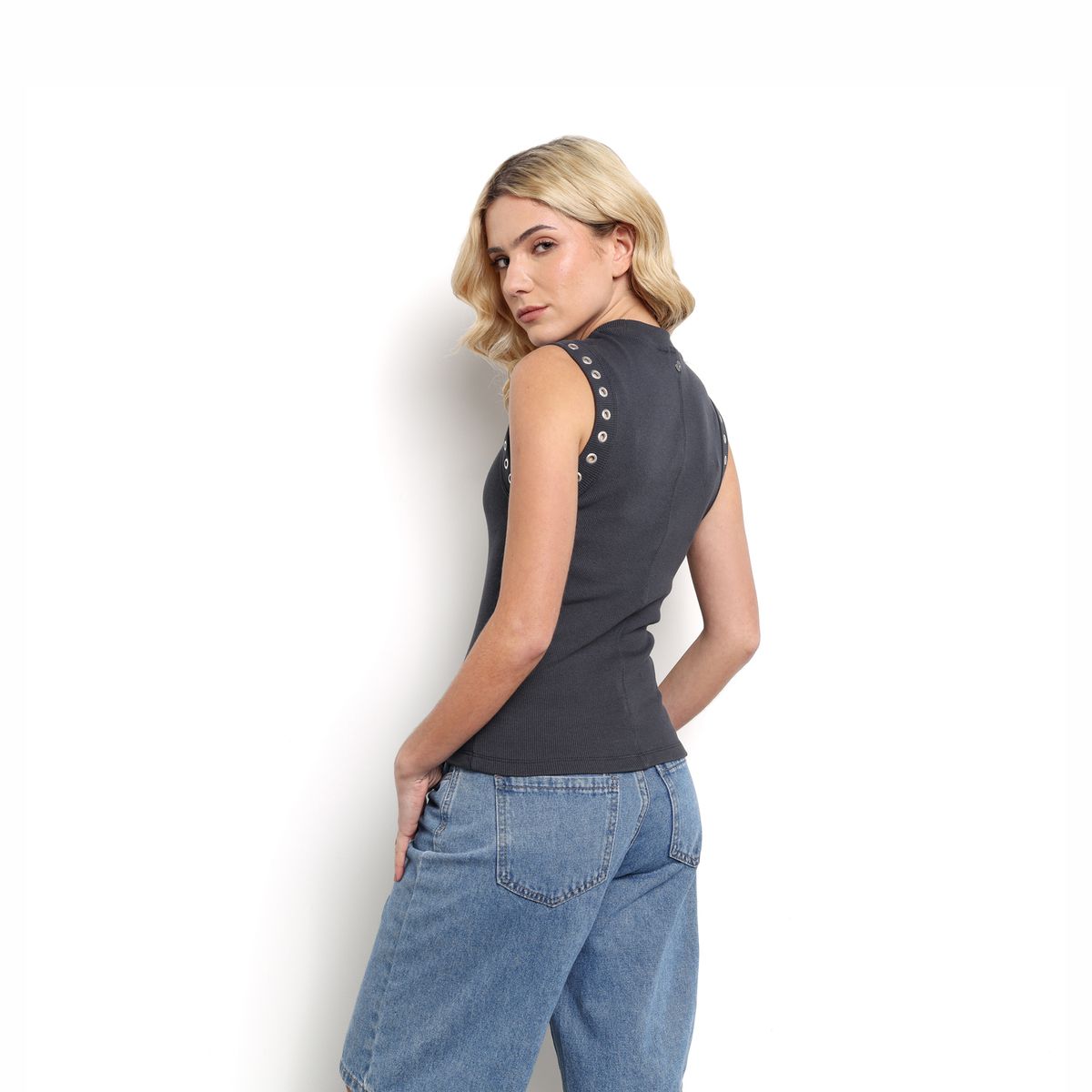 DENIMLAB - Blusa Mujer  Sin mangas de Algodón Denimlab