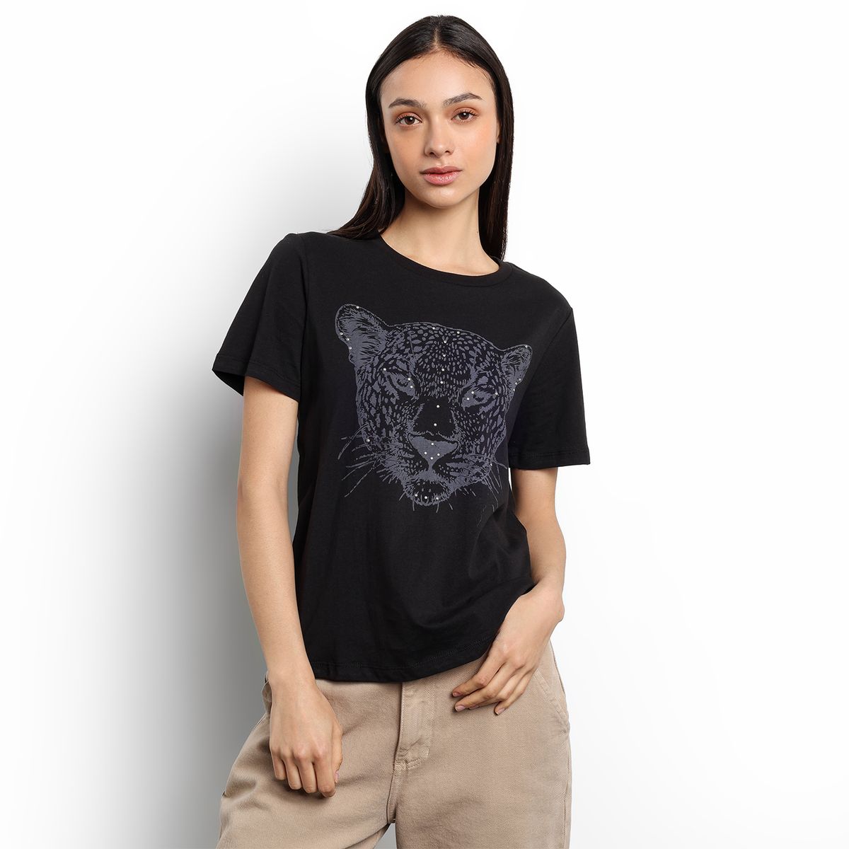 DENIMLAB - Camiseta Mujer con Estampado Manga corta de Algodón Denimlab