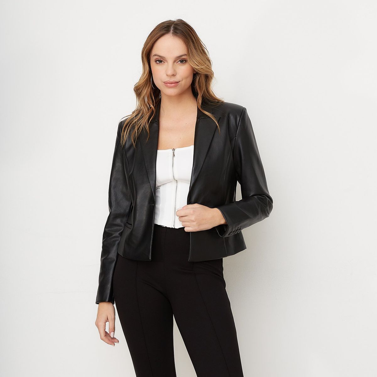 MOSSIMO - Blazer Mujer Efecto cuero Slim fit Mossimo