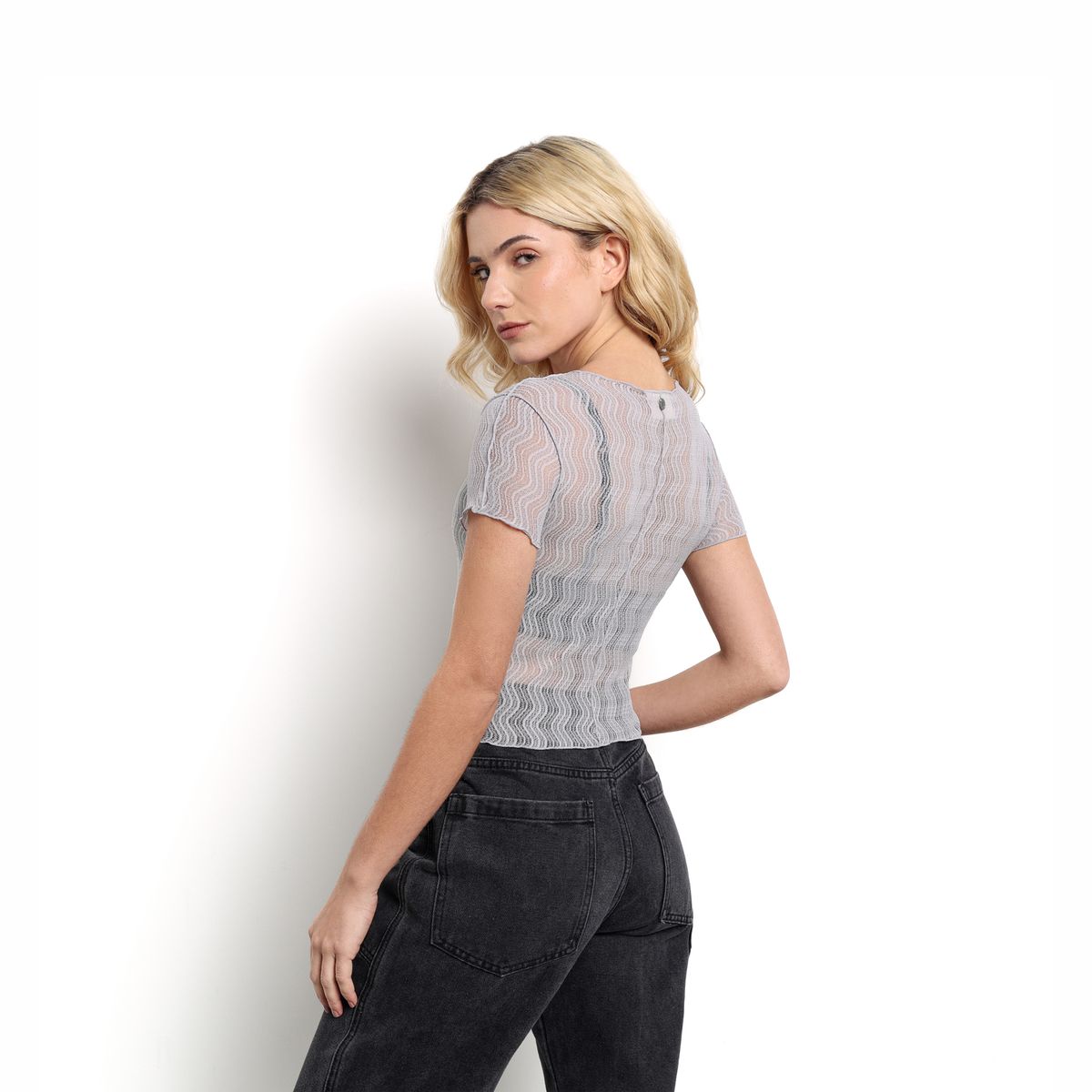 DENIMLAB - Camiseta Mujer con transparencia Manga corta Denimlab