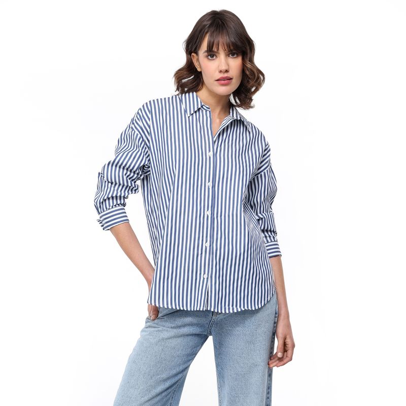 BASEMENT - Camisa Mujer de Rayas Manga larga Basement