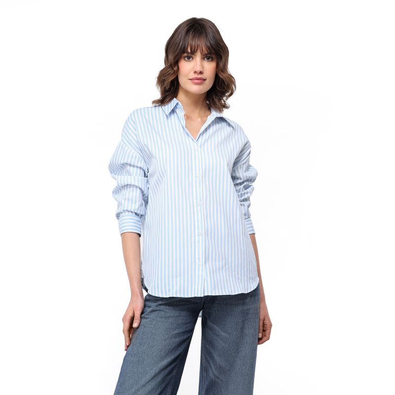 BASEMENT - Camisa Mujer de Rayas Manga larga Basement