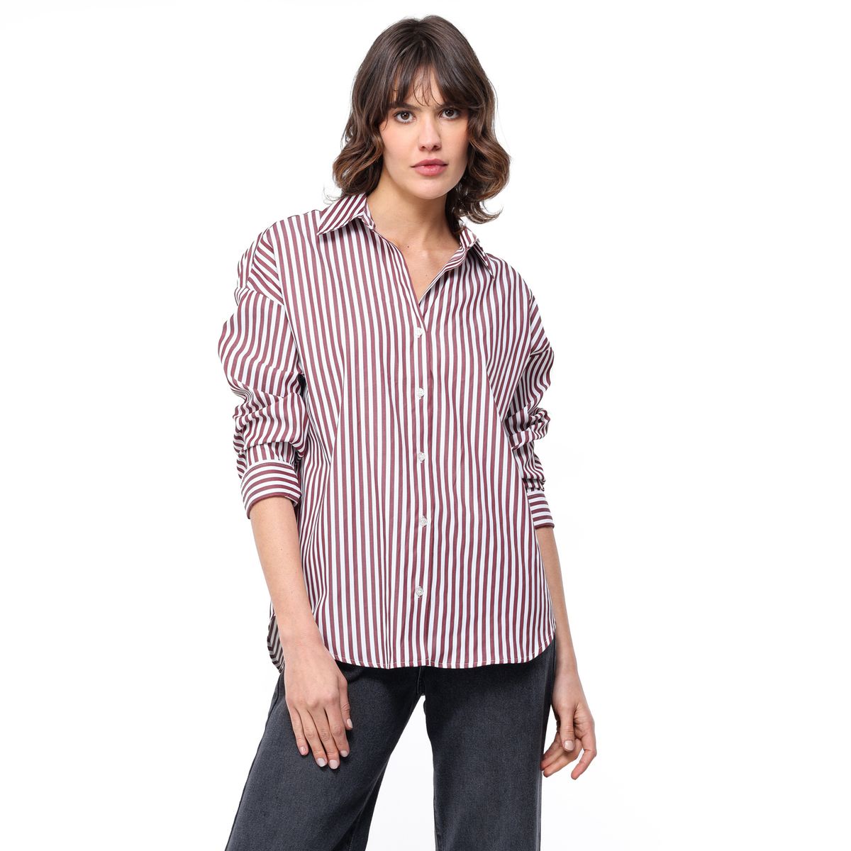 BASEMENT - Camisa Mujer de Rayas Manga larga Basement