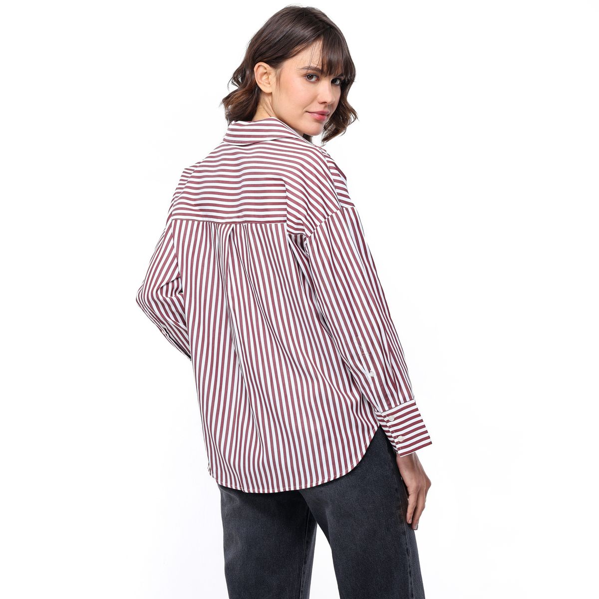 BASEMENT - Camisa Mujer de Rayas Manga larga Basement