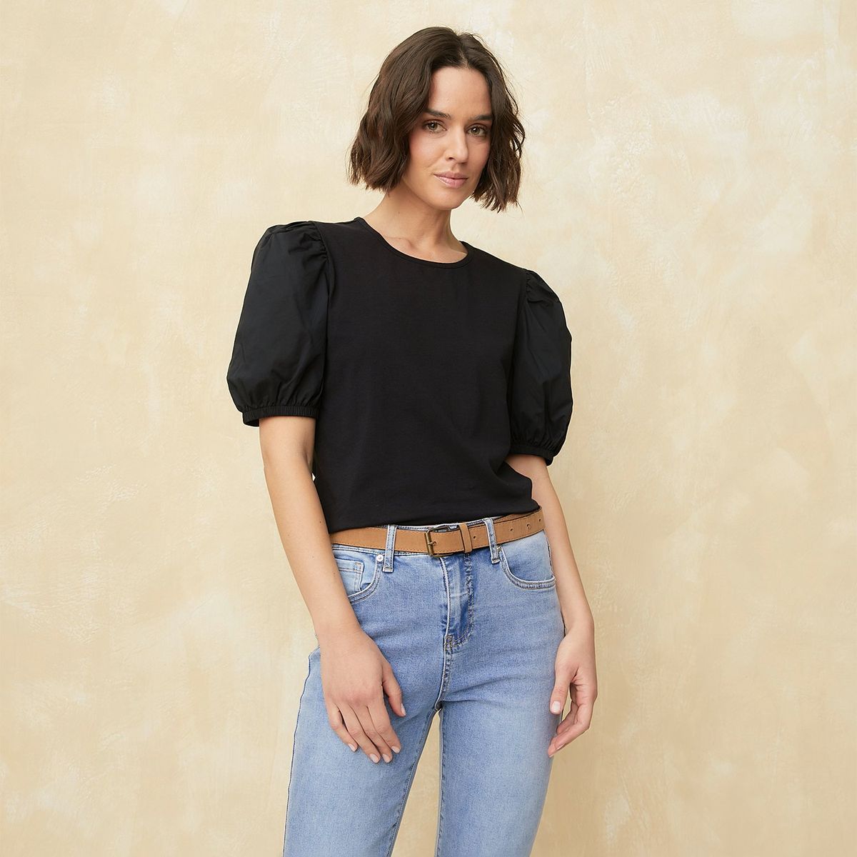 UNIVERSITY CLUB - Blusa Mujer Manga corta globo de Algodón University Club