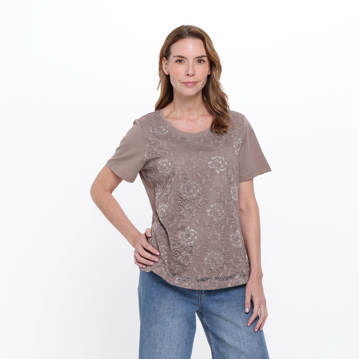 SOUTHLAND - Camisa Mujer con Flores Manga corta de Algodón Southland