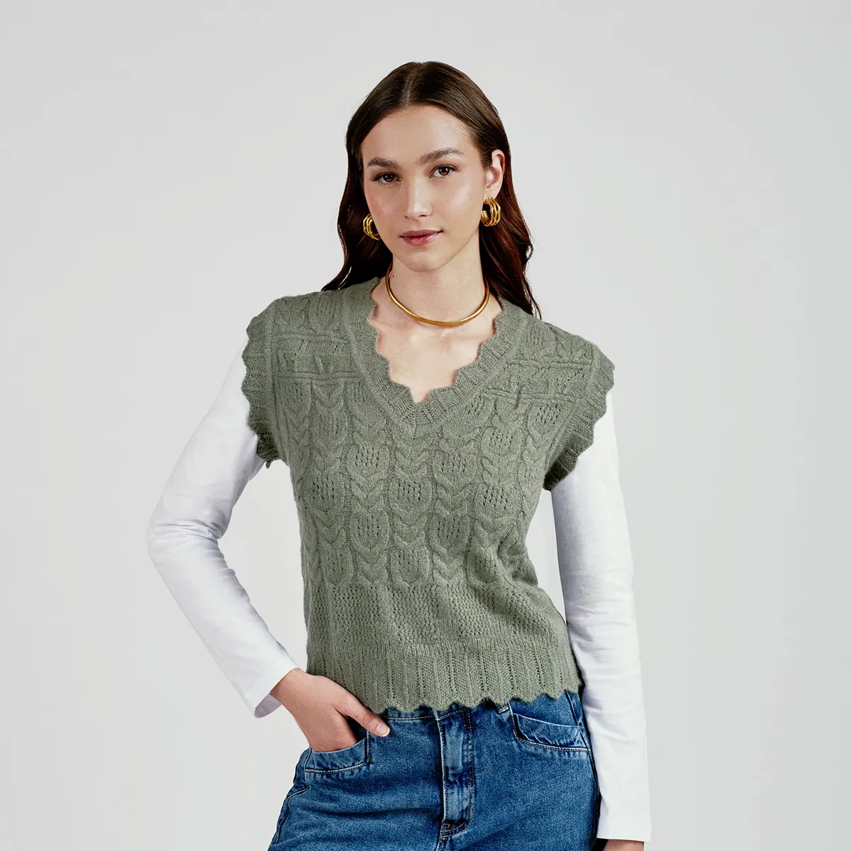 UNIVERSITY CLUB - Chaleco Mujer Tejido Slim fit University Club