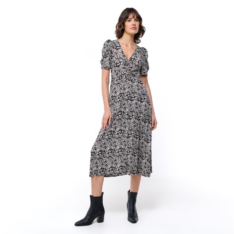 BASEMENT - Vestido Mujer Medio Casual con Estampado Basement