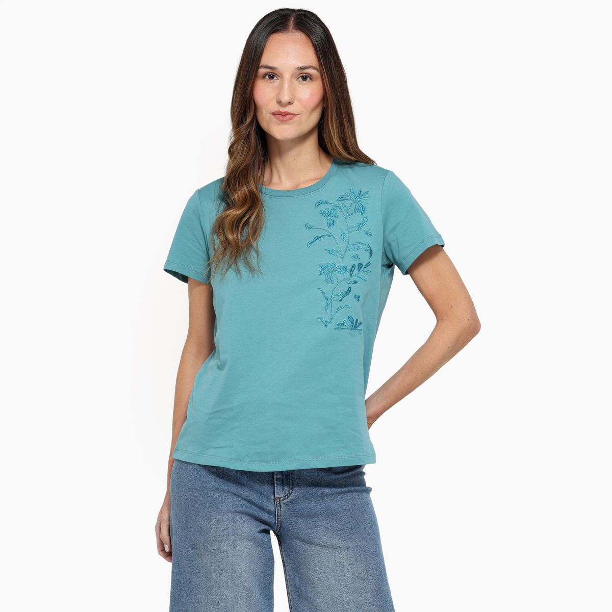 NEWPORT - Camiseta Mujer Con aplique Manga corta de Algodón Newport