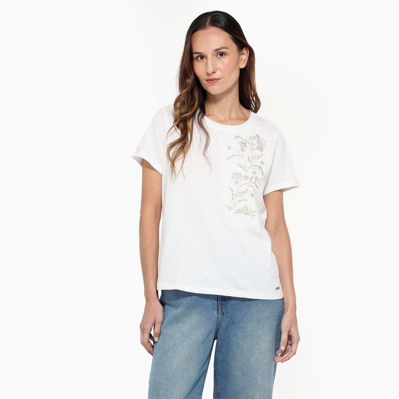 NEWPORT - Camiseta Mujer Con aplique Manga corta de Algodón Newport