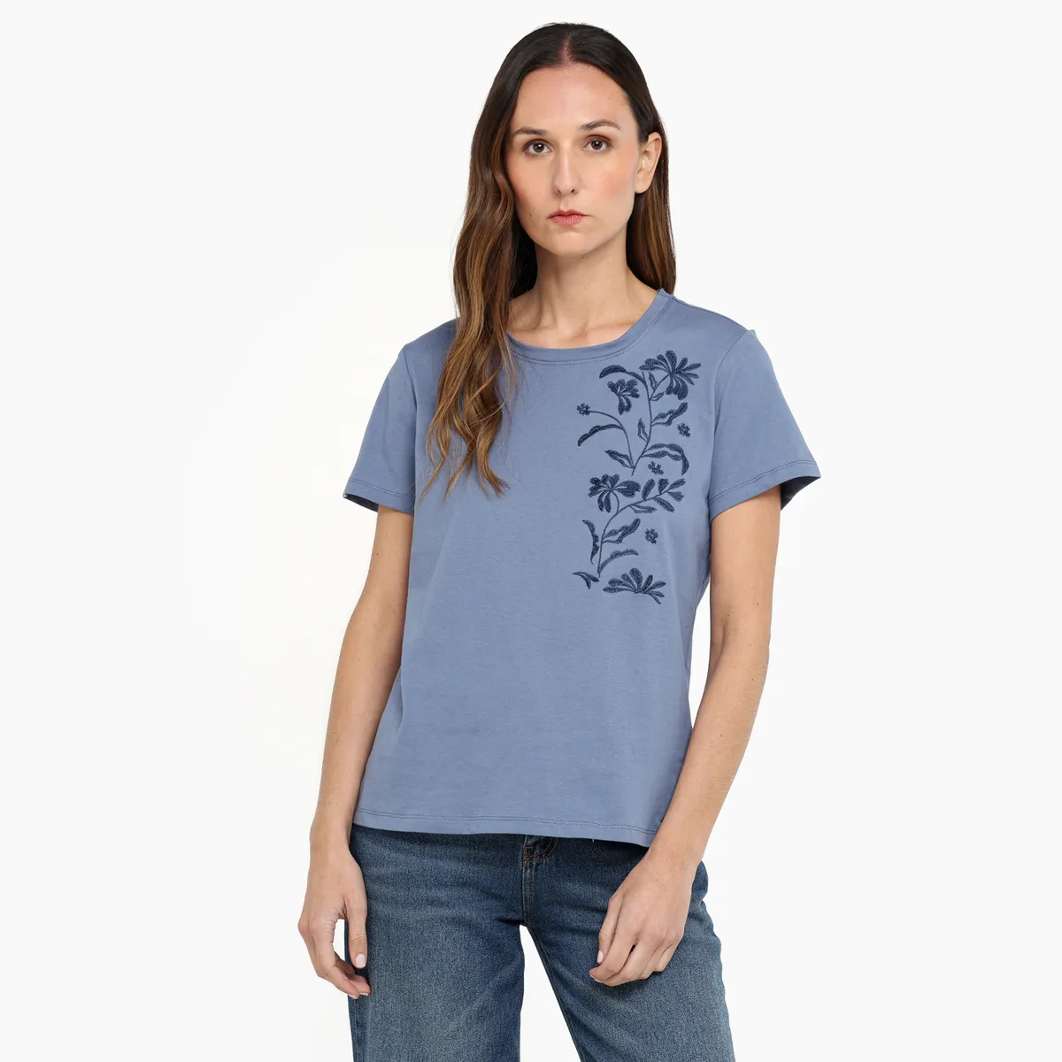 NEWPORT - Camiseta Mujer Con aplique Manga corta de Algodón Newport