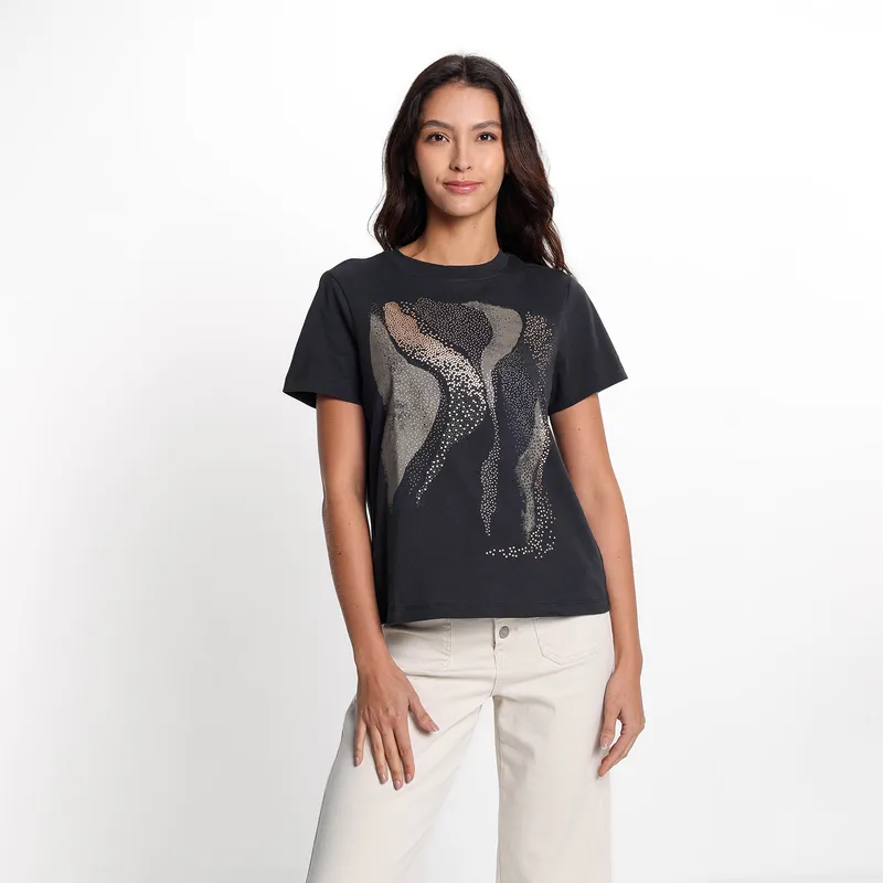 UNIVERSITY CLUB - Camisa Mujer con Estampado Manga corta de Algodón University Club