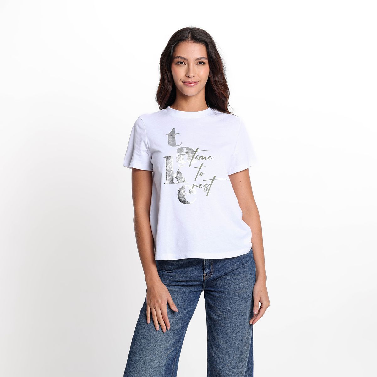 UNIVERSITY CLUB - Camisa Mujer con Estampado Manga corta de Algodón University Club