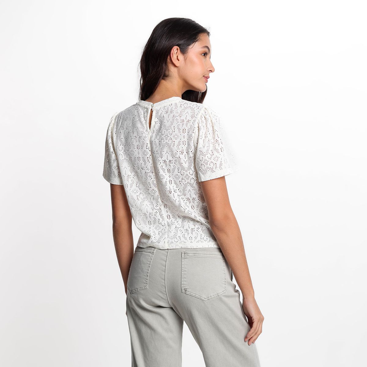 UNIVERSITY CLUB - Saco Mujer con Encaje Manga corta de Algodón University Club