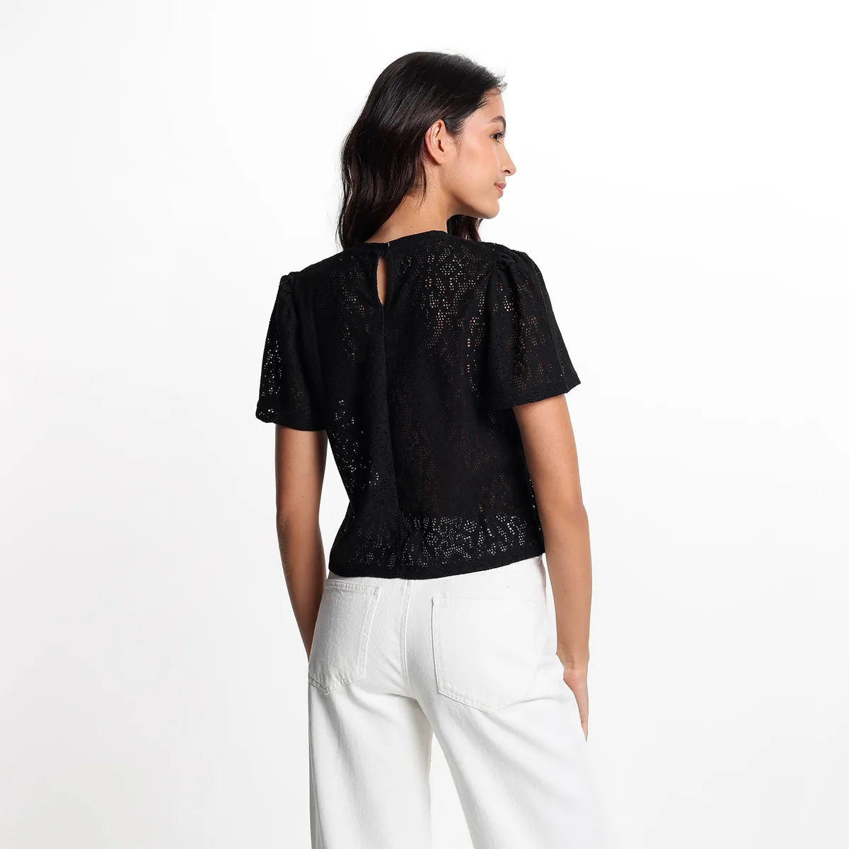 UNIVERSITY CLUB - Saco Mujer con Encaje Manga corta de Algodón University Club