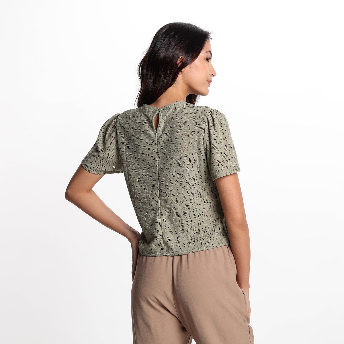 UNIVERSITY CLUB - Saco Mujer con Encaje Manga corta de Algodón University Club