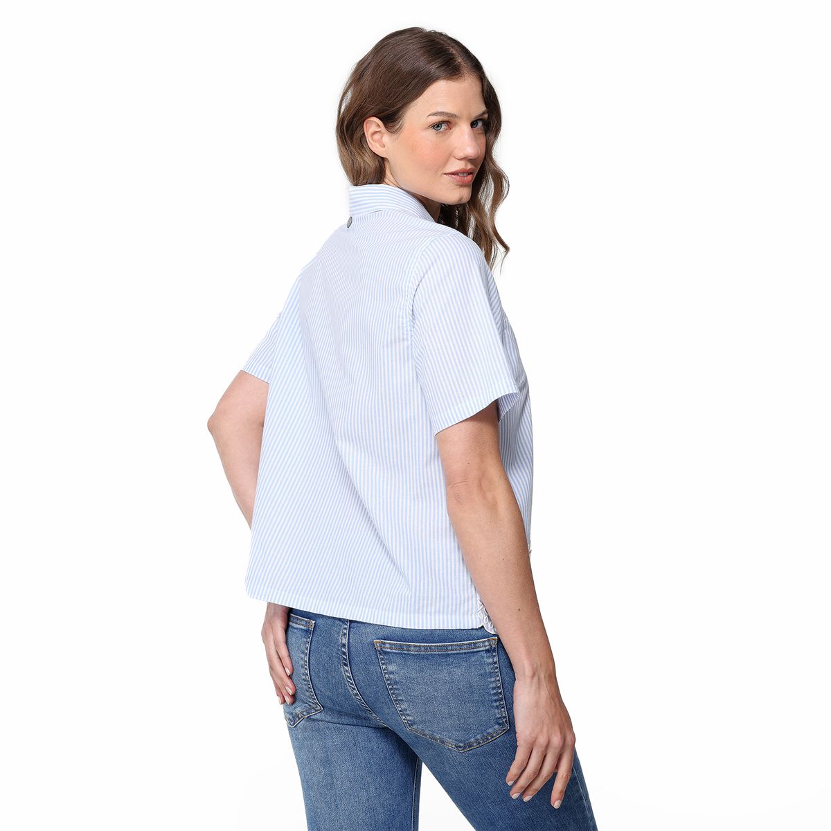 NEWPORT - Camisa Mujer con Bordado Manga corta de Algodón Newport