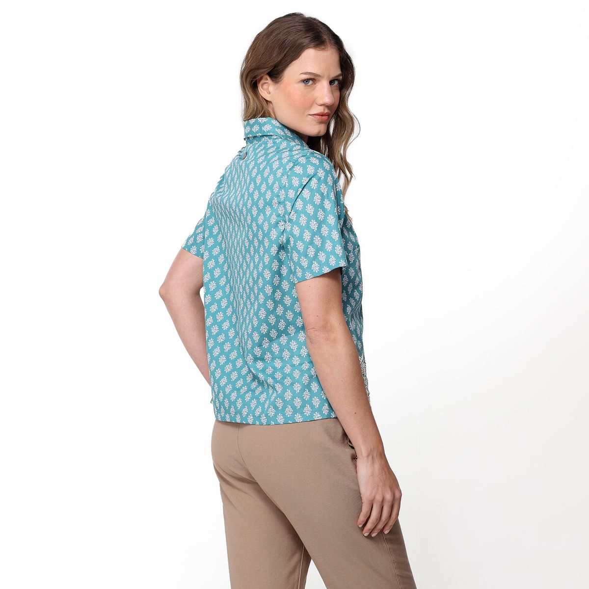 NEWPORT - Camisa Mujer con Bordado Manga corta de Algodón Newport