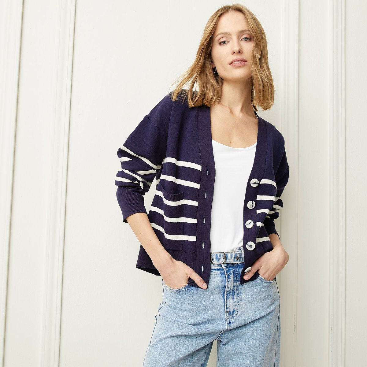 BASEMENT - Cardigan Mujer de Rayas Basement