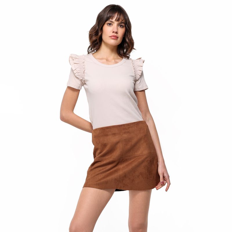 BASEMENT - Camiseta Mujer Con Boleros Manga corta de Algodón Basement