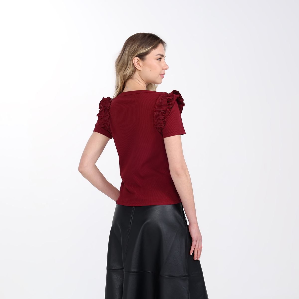 BASEMENT - Camiseta Mujer Con Boleros Manga corta de Algodón Basement