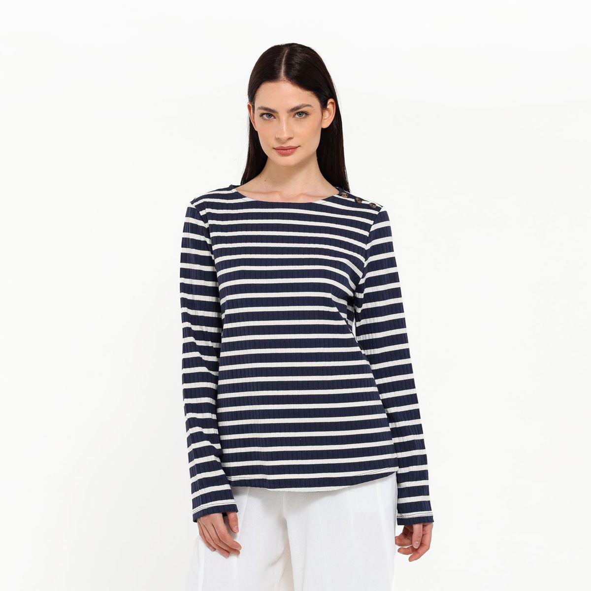 UNIVERSITY CLUB - Camisa Mujer de Rayas Manga larga de Algodón University Club