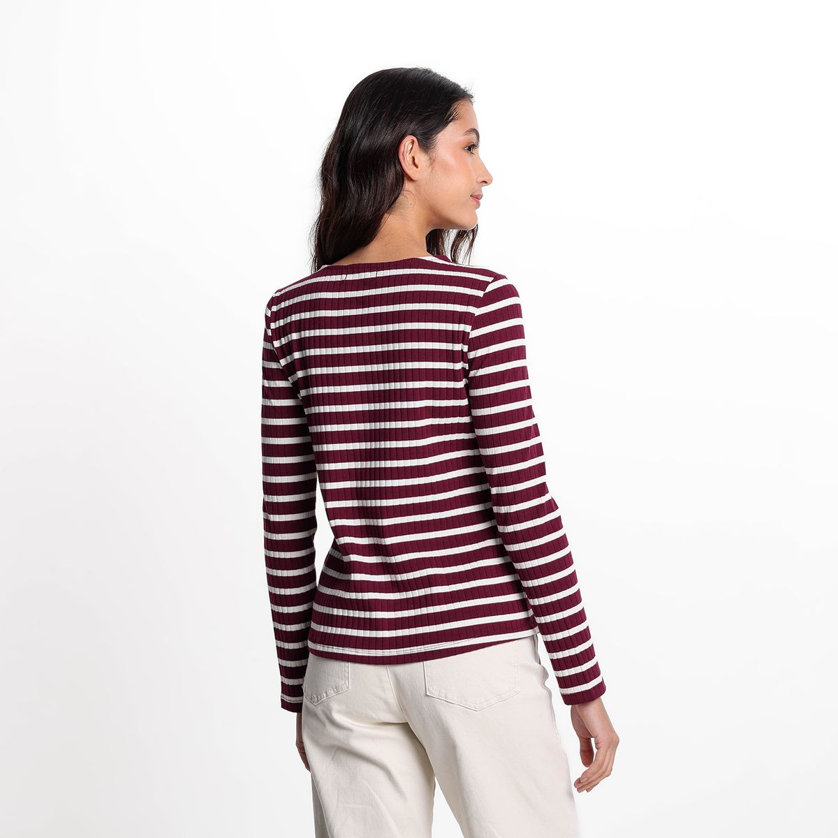 UNIVERSITY CLUB - Camisa Mujer de Rayas Manga larga de Algodón University Club