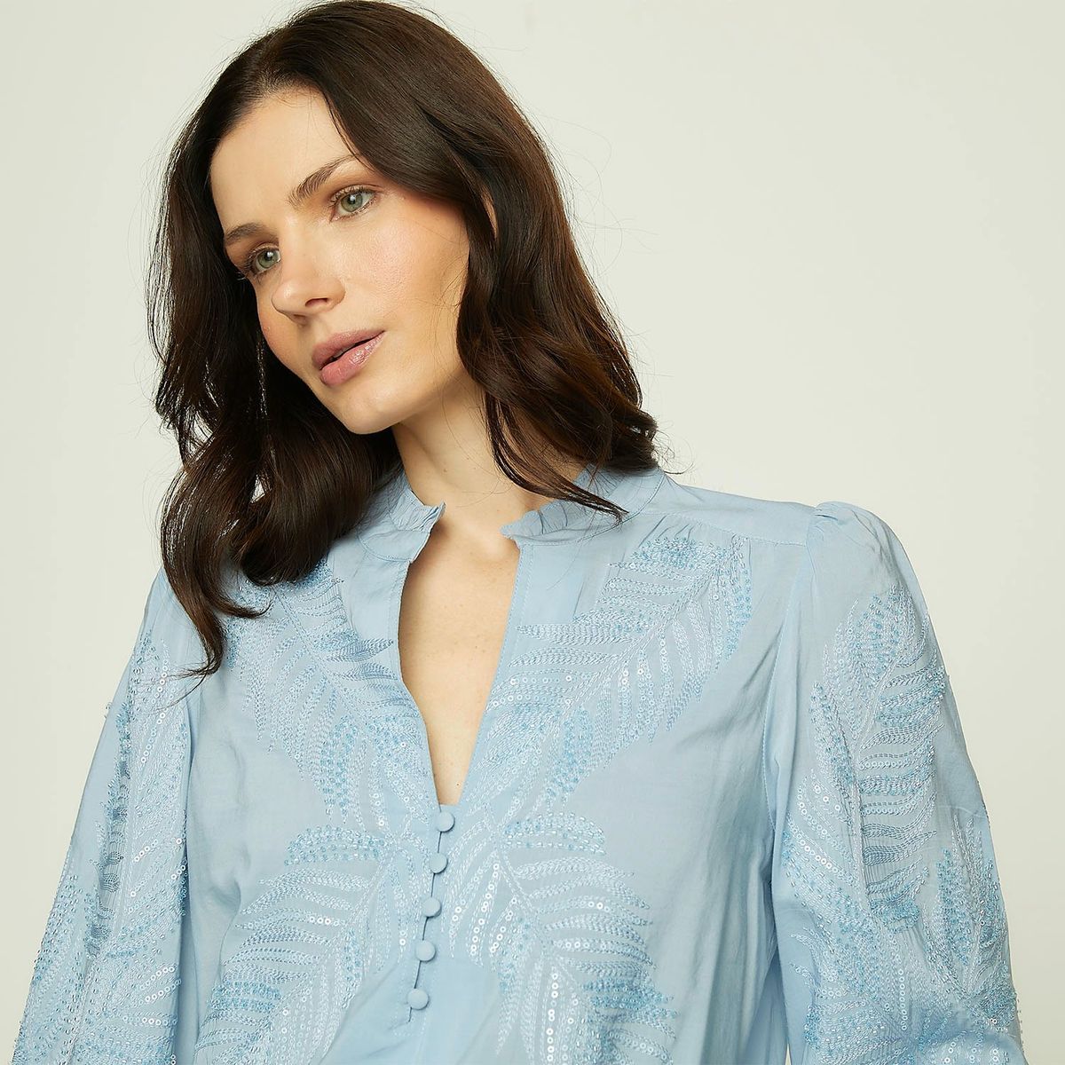 APOLOGY - Blusa Mujer con Bordado Manga larga de Algodón Apology