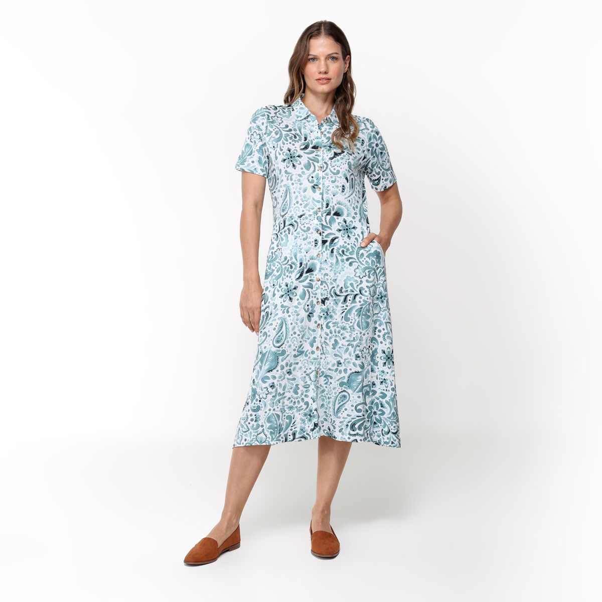 NEWPORT - Vestido Mujer Medio Casual con Estampado de Algodón Newport