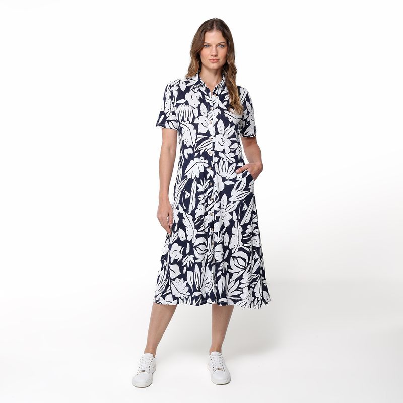 NEWPORT - Vestido Mujer Medio Casual con Estampado de Algodón Newport