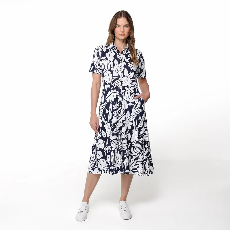 NEWPORT - Vestido Mujer Medio Casual con Estampado de Algodón Newport