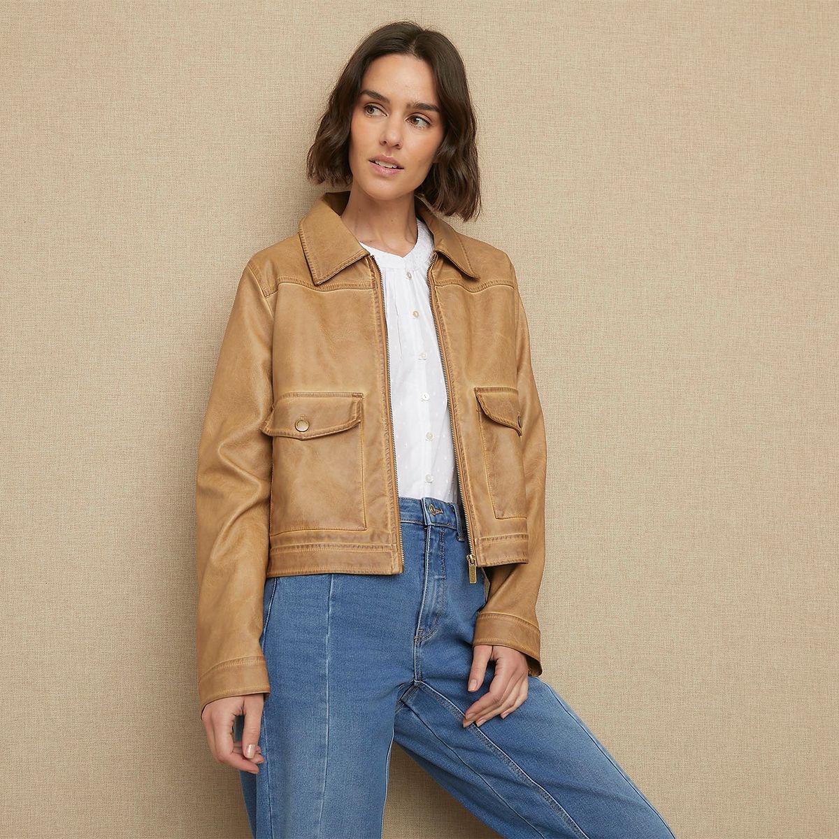 UNIVERSITY CLUB - Chaqueta Mujer Efecto cuero University Club