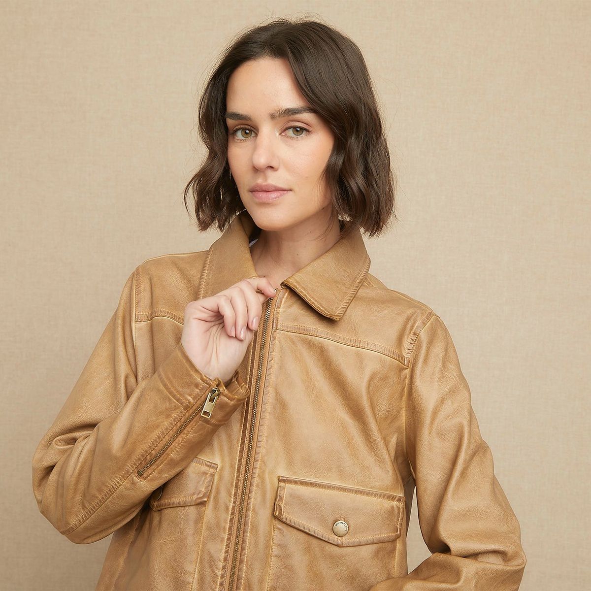 UNIVERSITY CLUB - Chaqueta Mujer Efecto cuero University Club