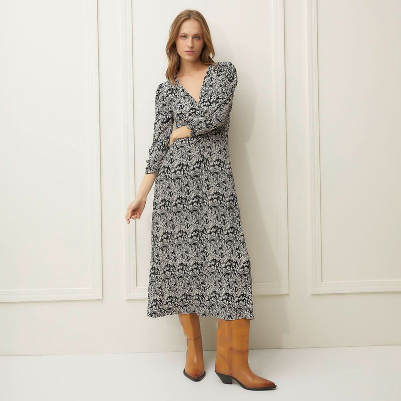 BASEMENT - Vestido Mujer Largo Casual con Estampado Basement