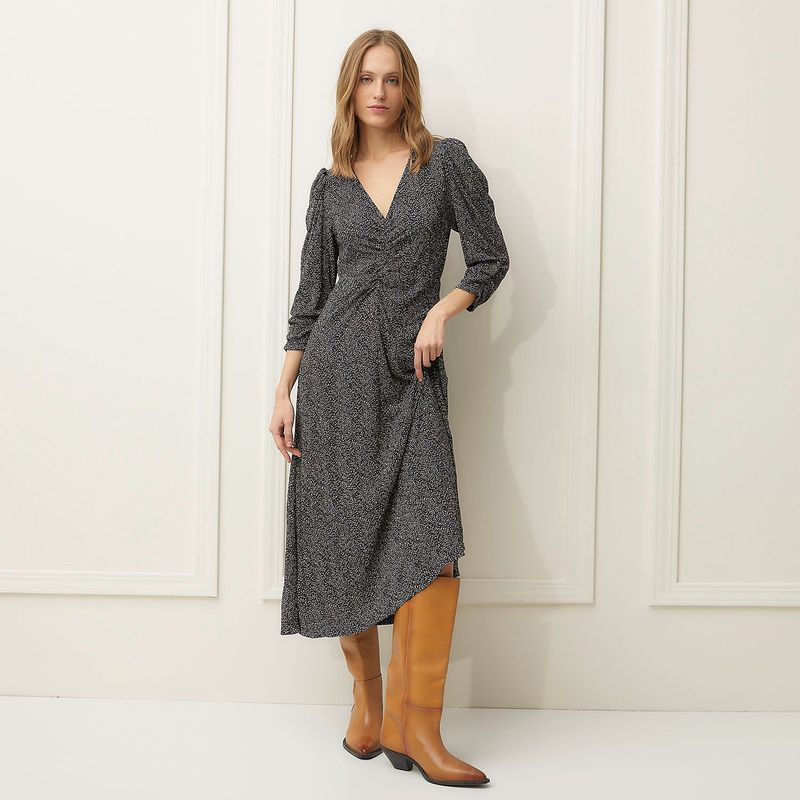 BASEMENT - Vestido Mujer Largo Casual con Estampado Basement