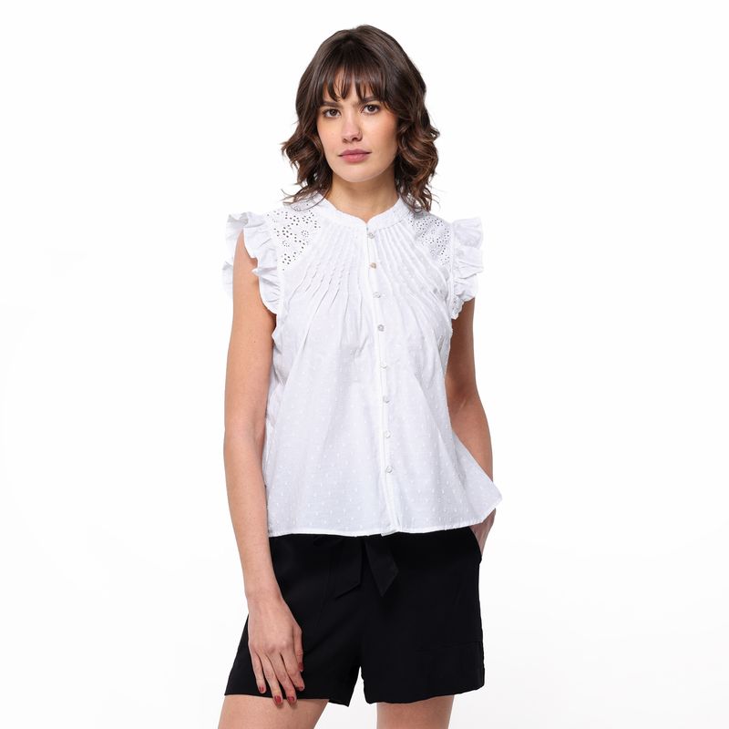 UNIVERSITY CLUB - Blusa Mujer Con Bordado Sin mangas de Algodón University Club