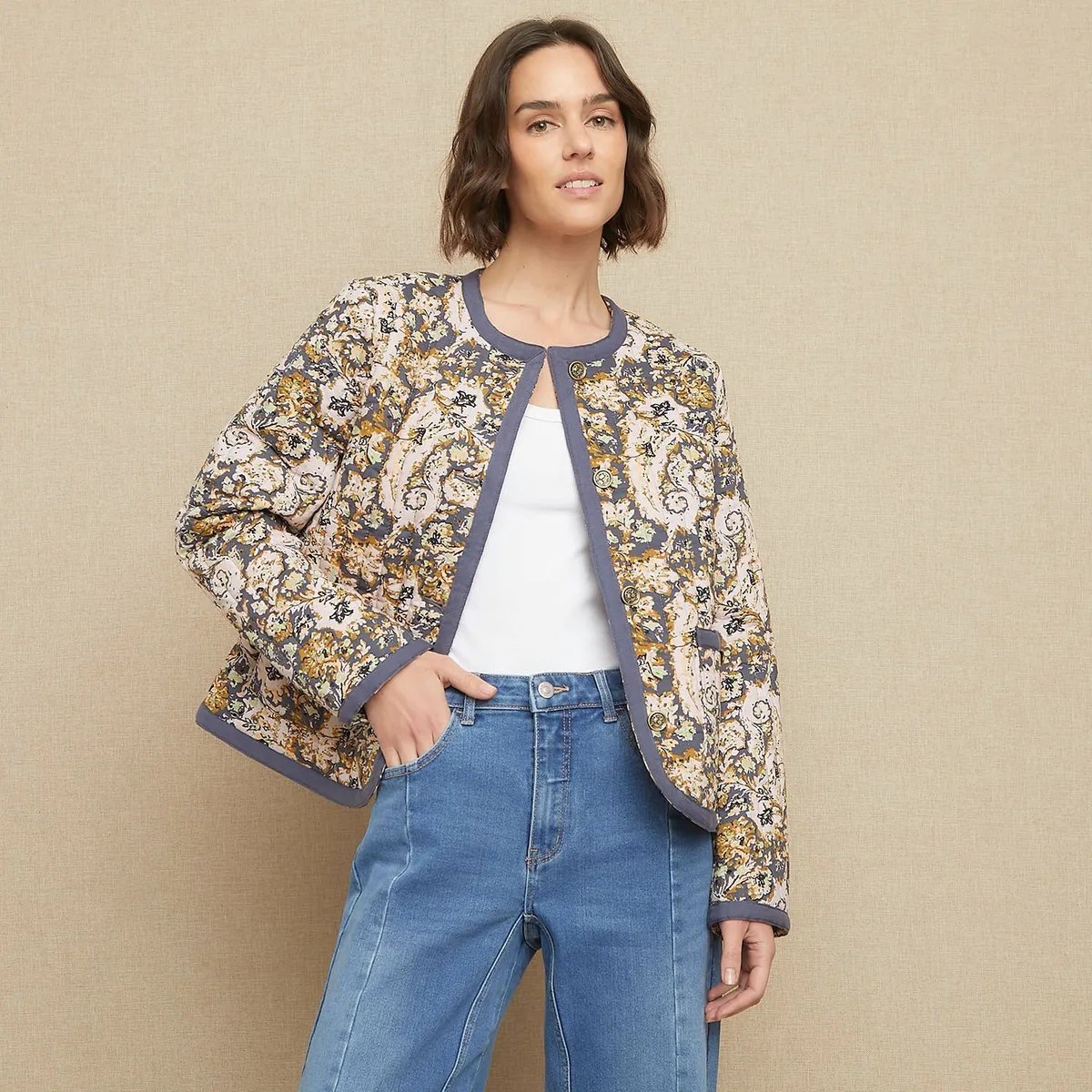 UNIVERSITY CLUB - Chaqueta Mujer con Estampado de Algodón University Club