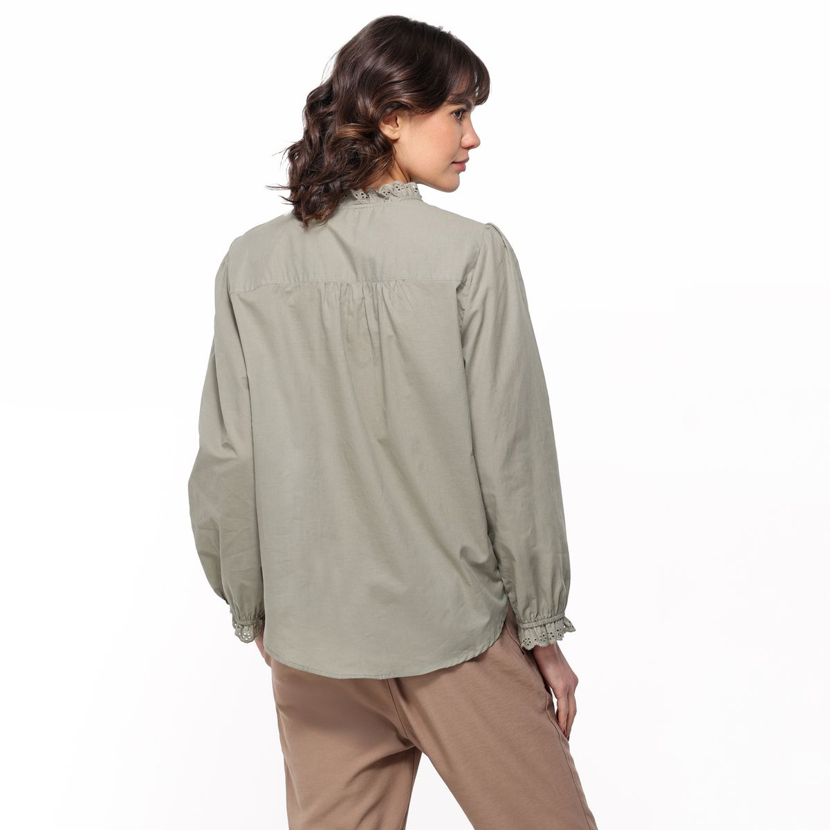 UNIVERSITY CLUB - Blusa Mujer con Bordado Manga larga globo de Algodón University Club