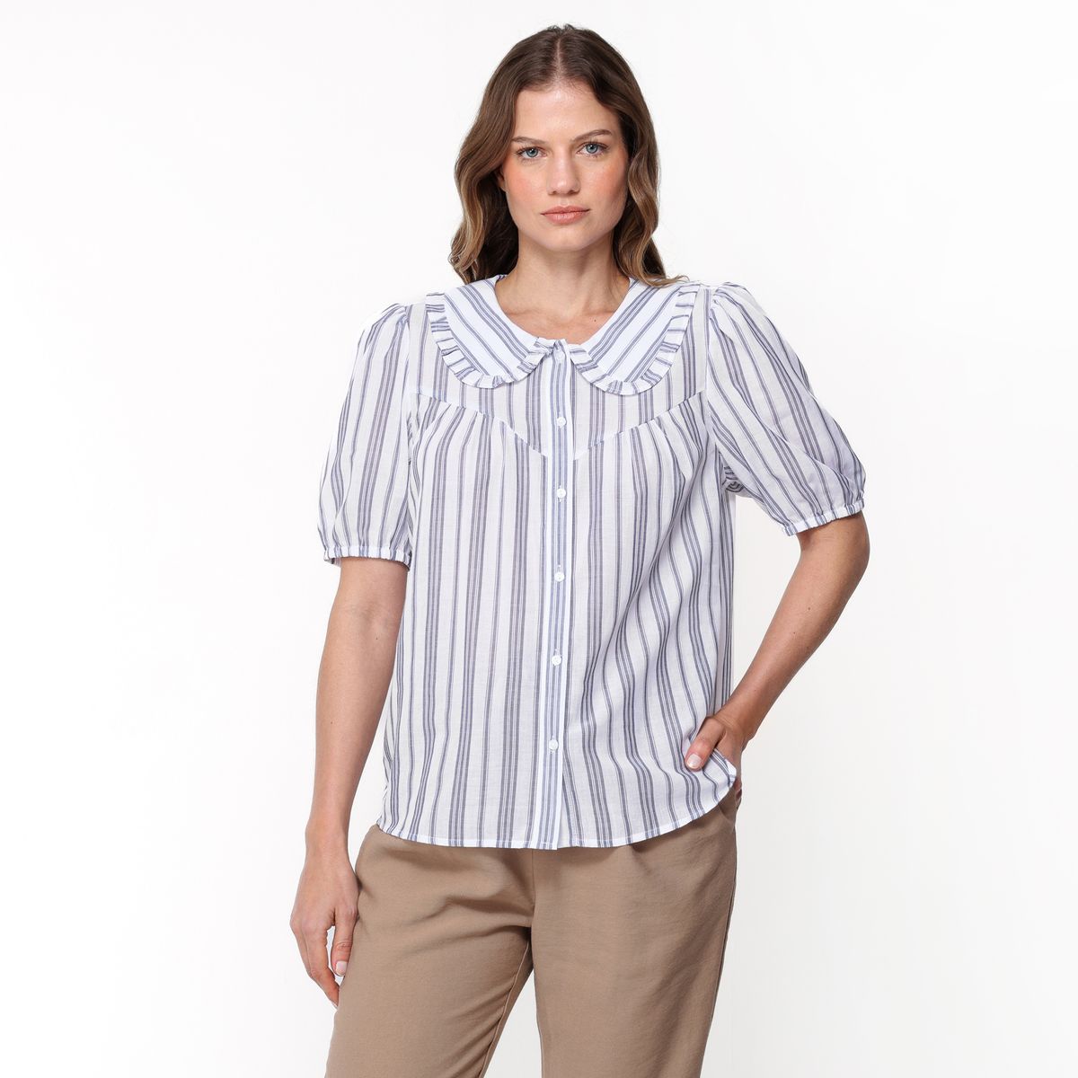NEWPORT - Blusa Mujer Manga corta globo de Algodón Newport