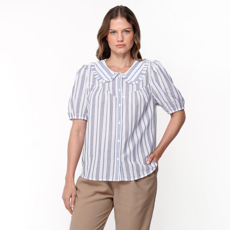 NEWPORT - Blusa Mujer Manga corta globo de Algodón Newport