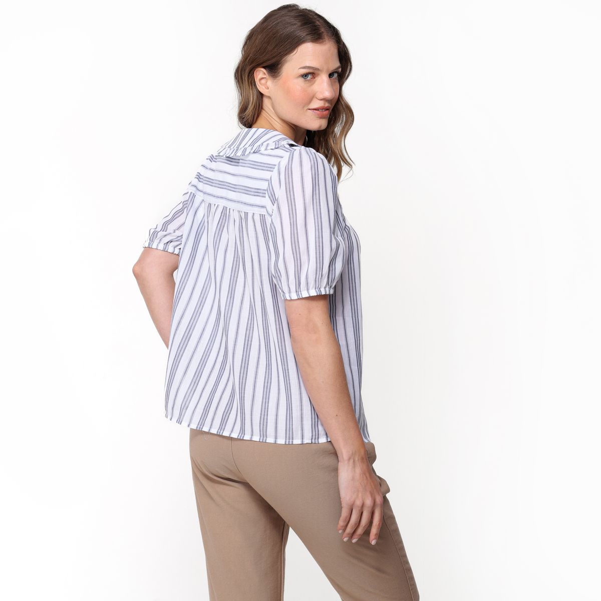 NEWPORT - Blusa Mujer Manga corta globo de Algodón Newport