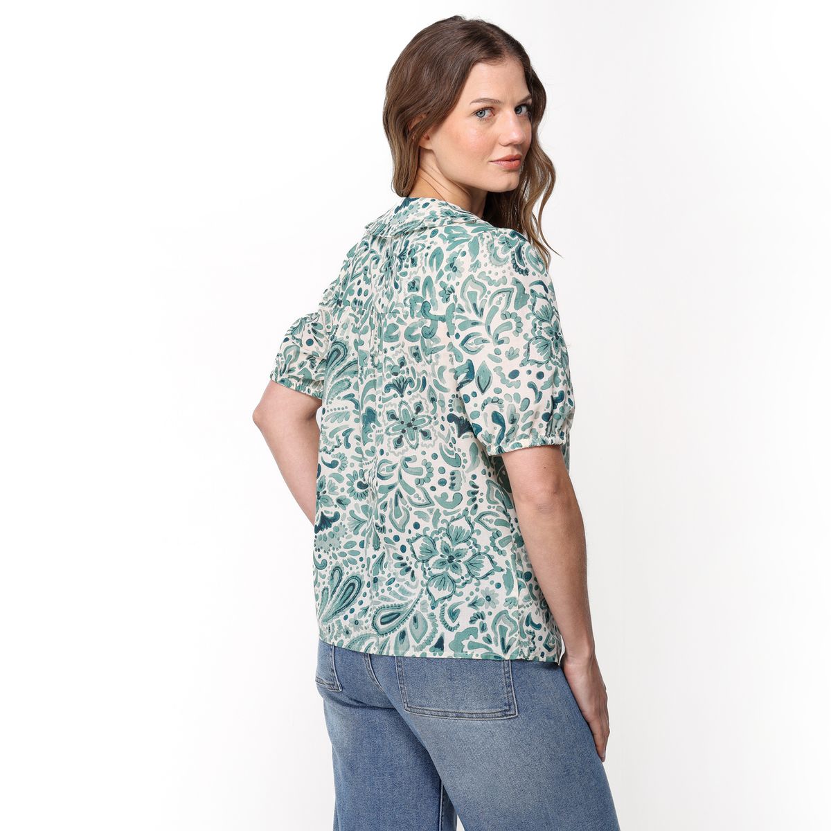 NEWPORT - Blusa Mujer Manga corta globo de Algodón Newport