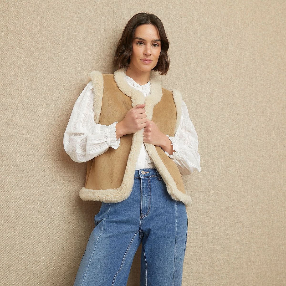 UNIVERSITY CLUB - Chaleco Mujer Efecto pelo University Club